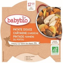 Menu du Jour dès 12 Mois Assiette Patate Douce Chataigne Pintade 230 Grammes