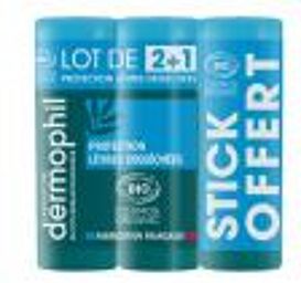 Dermophil Certifié Bio Lot de 2+1 Sticks Lèvres Protection Lèvres Desséchées 4 g (Anc. Protection Quotidienne) - Lot 3 x 4 g