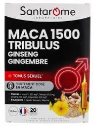 Maca 1500 Tribulus Ginseng Gingembre 20 Ampoules - Boîte 20 ampoules de 10 ml