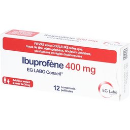 Ibuprofene EG Labo Conseil 400 mg pour fièvre et/ou douleurs - Boîte 12 comprimés