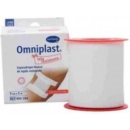 Bande adhésive hypoallergénique Omniplast, tissu résistant 5mx5cm 1 pièce