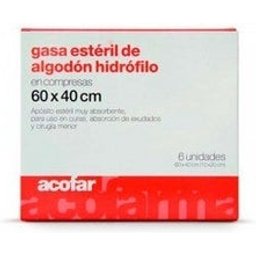 gasa estéril algodón hidrófilo 60x40cm 6uds 6uds