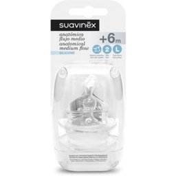 Suavinex™ Tétine silicone à large bouche Débit lent +0 mois 2 pcs