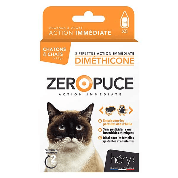 Diméthicone Pipettes Chat Zéro Puce 5X1
