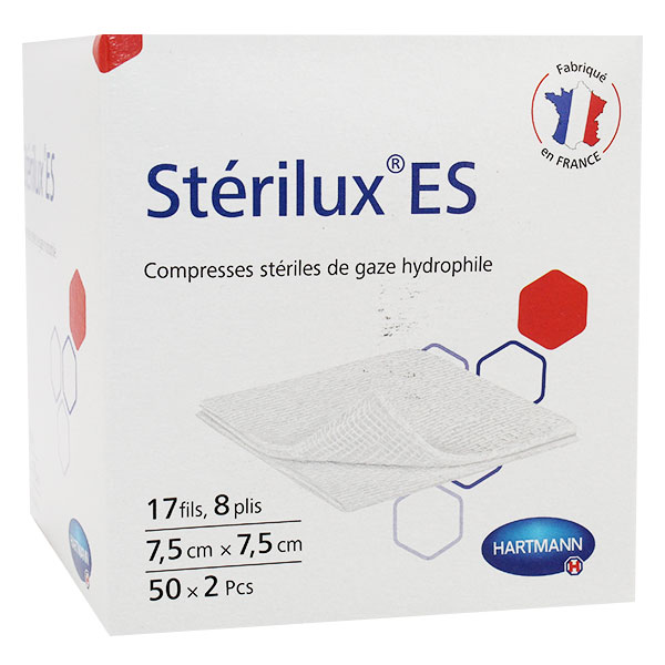 Stérilux ES Compresse Stérile Gaze Hydrophile 7,5 x 7,5 cm 50 sachets