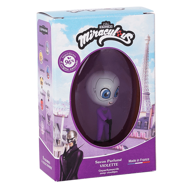 & Miraculous Savon Solide Violette Figurine Papillon 75g