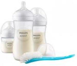 Kit Nouveau-Né - 3 Biberons à Réponse Naturelle + 1 Sucette - Boîte 3 biberons + 1 goupillon