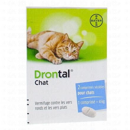 Chat - Vermifuge contre les vers ronds et les vers plats 2 comprimés