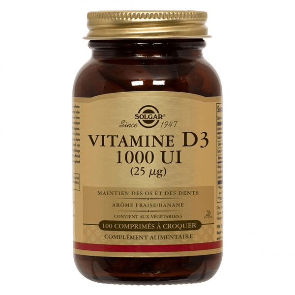 Vitamine D3 1000 UI 100 comprimés à croquer