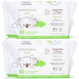 Alphanova Lingettes à l’eau sans parfum – sans rinçage