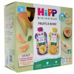 Fruits à Boire dès 8 Mois Bio 8 Gourdes de 90 ml - Boîte 8 gourdes de 90 ml