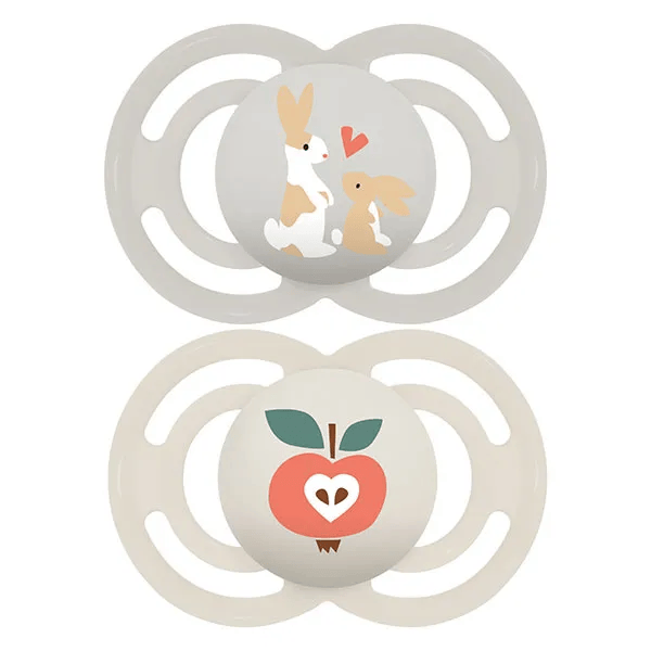 Sucette Perfect Animaux 18+ mois Silicone Motif Lapins Pomme X2