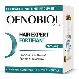 Hair Expert Fortifiant Anti-Âge - Nouveau - Marc de Raisin et Céramides - Efficacité prouvée - Favorise la brillance - Fortifie et revitalise -  Complément alimentaire 30 capsules - Prog