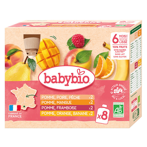 Multiparfums fruits 2 : Pomme Framboise, Pomme Orange Banane, Pomme Poire Pêche, Pomme Mangue