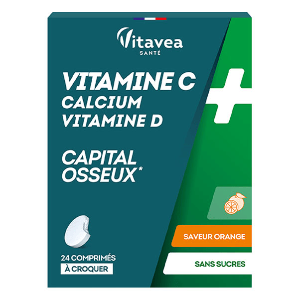 Vitamine C + Calcium + Vitamine D  24 comprimés à croquer