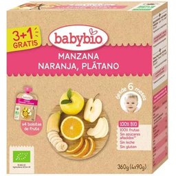 Puré Manzana Naranja Plátano Bio 4x90g