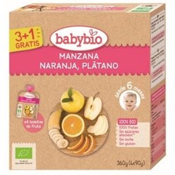 Puré Manzana Naranja Plátano Bio 4x90g