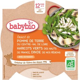 Emincé DE Pomme DE Terre DU Centre-Val DE Loire Haricots Verts DES Hauts-De-France Dinde DE NOS Régions À L'estrago dès 12 mois