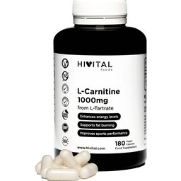 Aliments vitaux L-Carnitine pure 1000mg 180 capsules végétaliennes