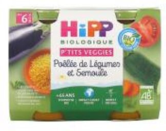 Poêlée de Légumes et Semoule Pots 2 X 190 g Dès 6 Mois - Carton 2 pots de 190 g