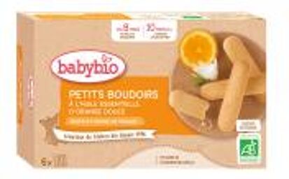 Petits Boudoirs Huile Essentielle d'Orange Douce - Farine & Oeuf France - Boîte 6 sachets de 4 boudoirs