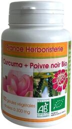 GELULES CURCUMA + POIVRE NOIR BIO - dosées à 300mg.