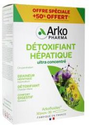 Arkofluides Détox Hépatique Desmodium Chardon Marie 20 Ampoules + 50% Offert - Boîte 30 ampoules de 10 ml