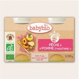 Petits Pots Pêche Pomme Bio dès 4 mois 2x130g