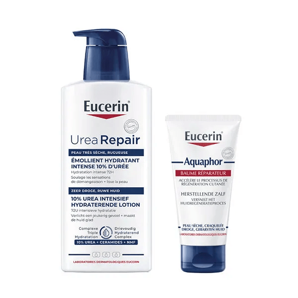 Duo Réparation Intense – UreaRepair Émollient 10% + Baume Aquaphor