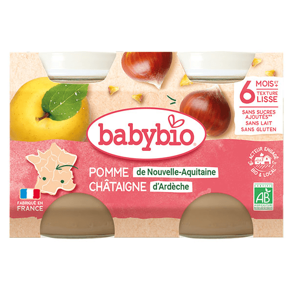 Fruits Pot Pomme Châtaigne +6m Bio 2 x 130g