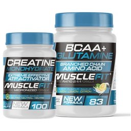 Pack Glutamina + BCAA´s Limón 500g + Creatina Monohidrato 300g + Shaker