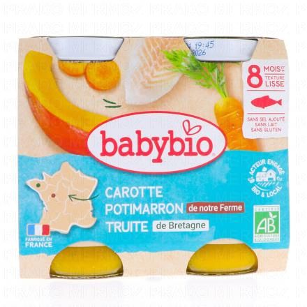 Repas du Midi - Petits pots carotte, potimarron, truite dès 8 mois 2x200g
