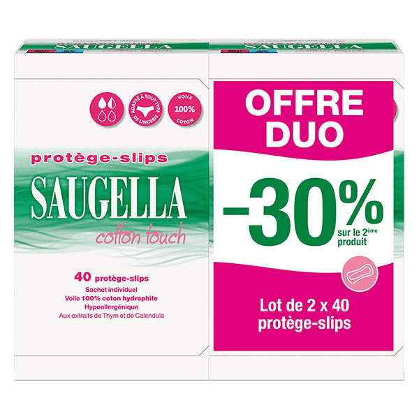 Cotton Touch Protège-Slip Hypoallergénique et Doux 2 packs de 40