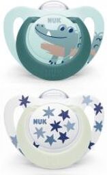 2 Sucettes Starlight 6-18M Crocodile Vert - Boîte plastique 2 sucettes