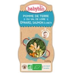 Menu Epinards Saumon Bio 8 mois 200g lot de 2 bols