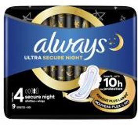 Serviettes Ultra Secure Night Avec Ailettes Taille 4 9 serviettes - Paquet 9 serviettes