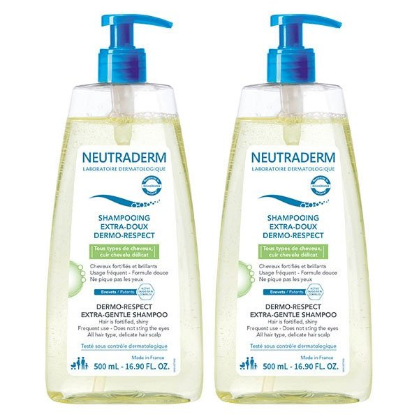Shampoing Extra-Doux Dermo-Respect Lot de 2 x 500ml