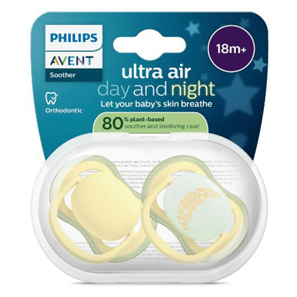 Sucette Ultra Air Jour&Nuit 18M+ Nature x2, sans BPA