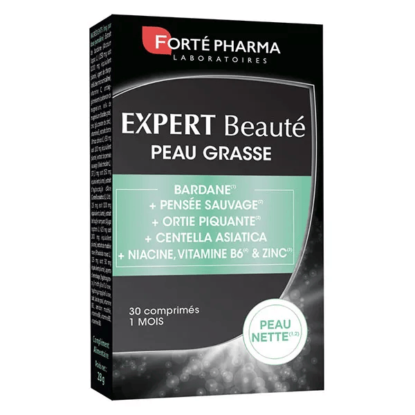 Expert Beauté Peau Grasse Bardane Centella Asiatica Zinc Ortie 30 comprimés
