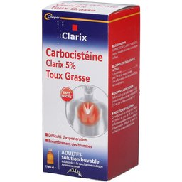 - Carbocistéine 5% - Toux Grasse - Adultes - Solution Buvable - Arôme caramel - Flacon 250ml