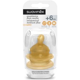 Suavinex™ Tétine anatomique en latex avec embouchure large M +6M 2uds orifice 2uds