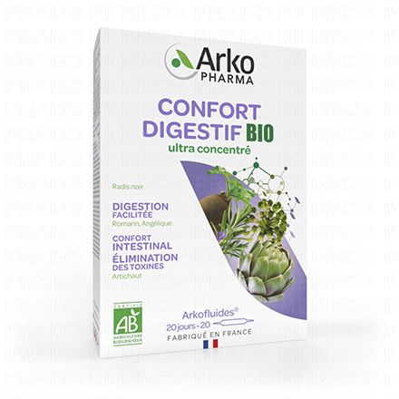 Arkofluides confort digestif bio boîte 20 ampoules