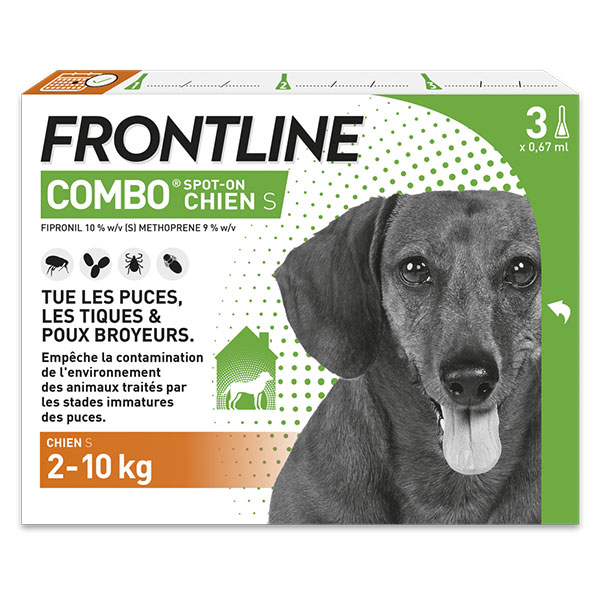 Combo chien 2-10kg - Anti-puces anti-tiques pour chien S - 3 pipettes