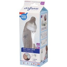 Difrax® Biberon S Verre Wide Blanc 0+ mois 310 ml