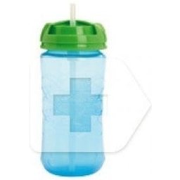 Verre du Dr Brown avec paille bleue