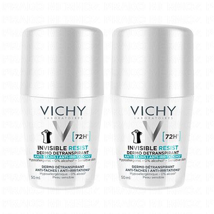 Dermo-détranspirant Invisible Protect 72h anti-taches anti-irritations 2x50ml
