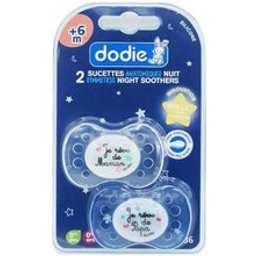 Sucette 2Ème Age Duo Nuit Silicone Sans Anneau N°36, Coloris Aléatoire