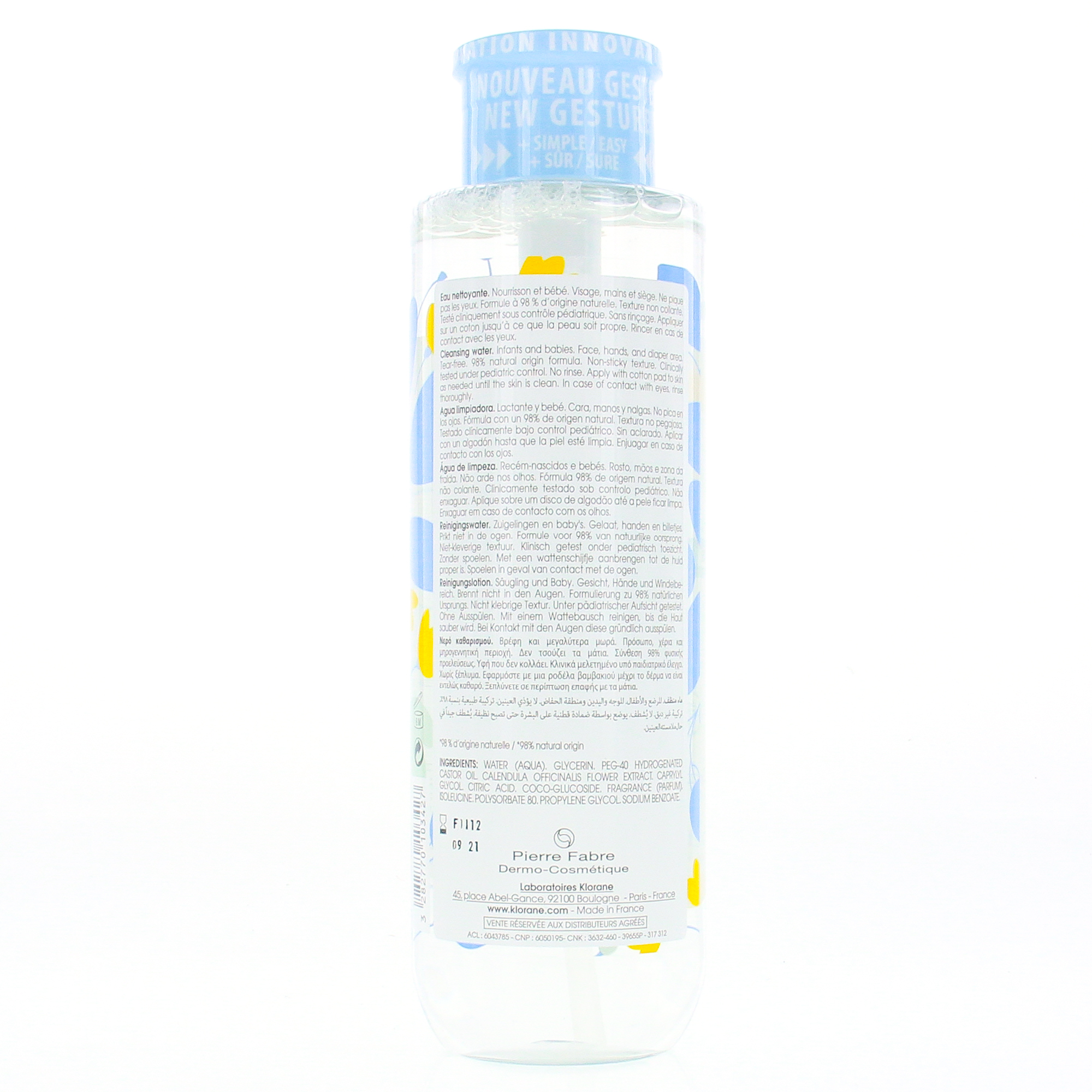 Bébé eau nettoyante sans rinçage flacon de 500 ml