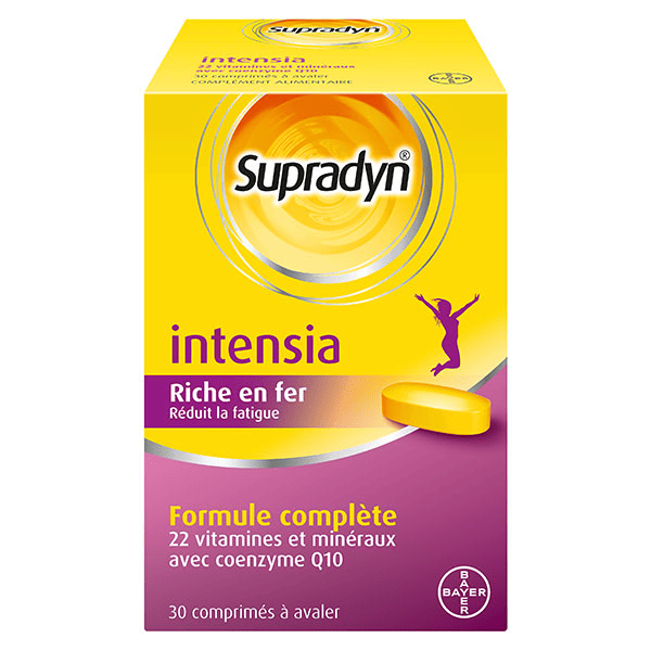 Intensia Réduit la Fatigue Vitamines Minéraux et Fer 30 comprimés à avaler