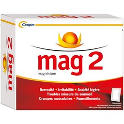 - Magnésium - Nervosité, Irritabilité, Anxiété légère, Troubles mineurs du sommeil - Solution buvable - Format poudre - 30 sachets